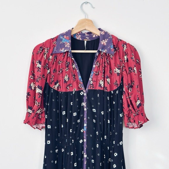 Free People Nora Midi Dress Black Floral - Picture 9 of 13